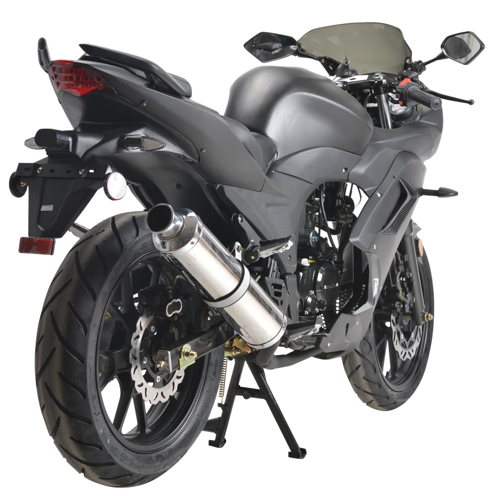 HHH 125cc Motorcycle with Manual Transmission for Adult Youth Bike 125cc Scooter with led Lights and 17 inches Wheels (Black Color)