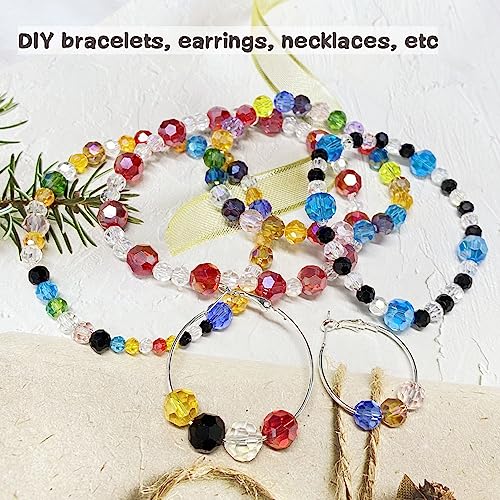 LIMAOLLY 100pcs 8mm Round Crystal Glass Beads Faceted Spacer AB Color Beads for Jewelry Making DIY Craft Making Necklace Bracelet Earring Wind Chimes Suncatchers Ornament, Black