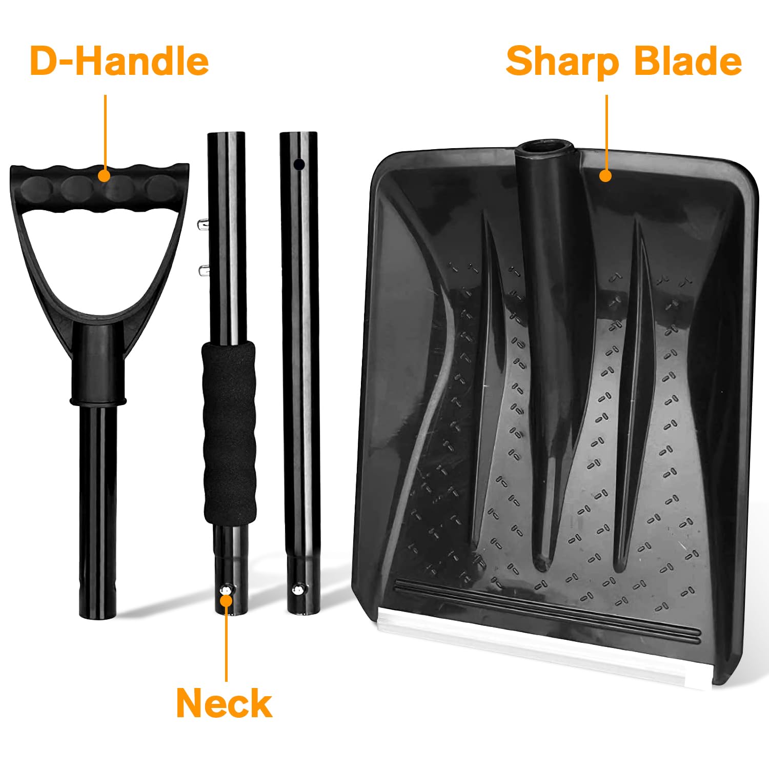 Snow Shovel, Snow Shovels for Snow Removal Heavy Duty Portable Sport Utility Detachable Shovel for Driveway Car Emergency Home Garden Camping Beach