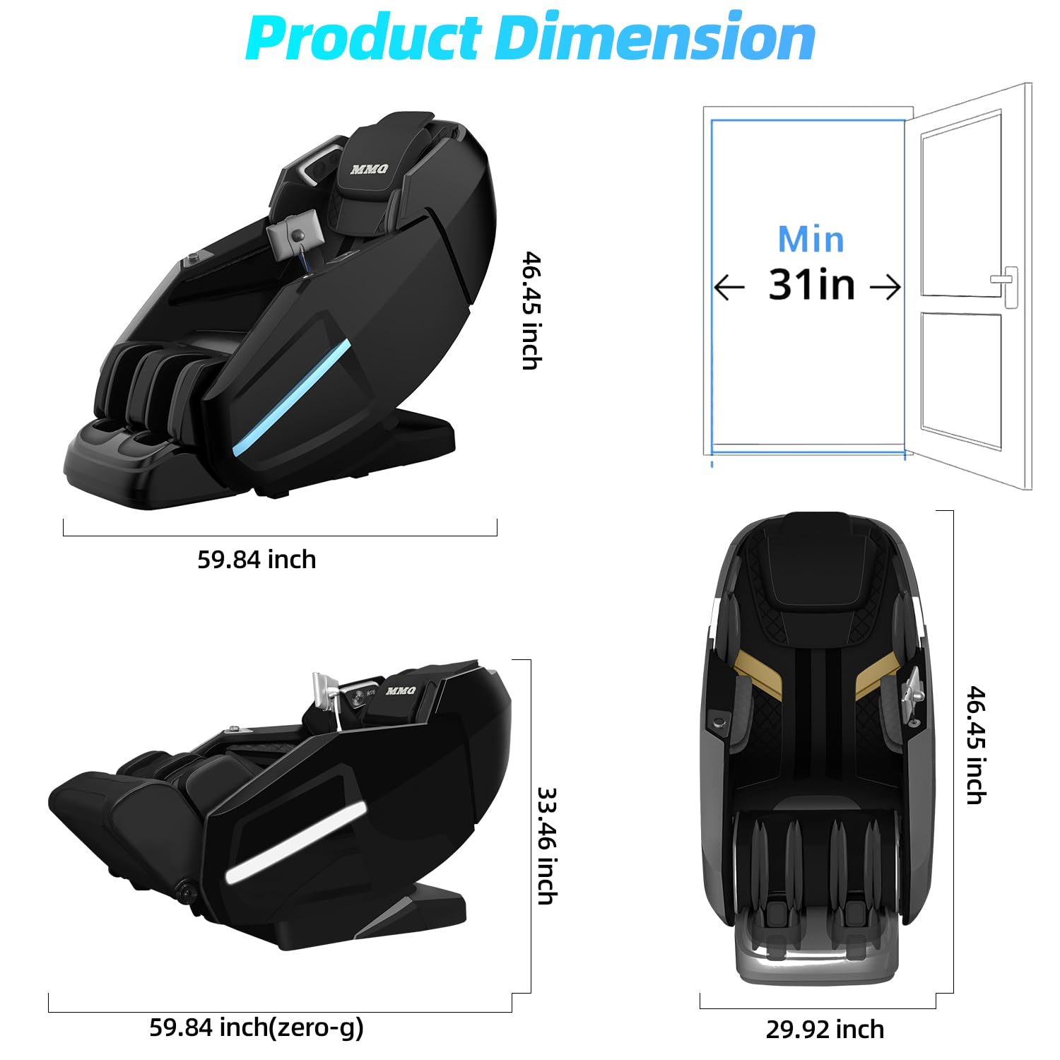 MMQ Massage Chair Zero Gravity Full Body, SL Track Electric Shiatsu Recliner with Foot Rollers,Yoga Stretching, Bluetooth, Built-in Heat Therapy Air Massage System -Plug and Play