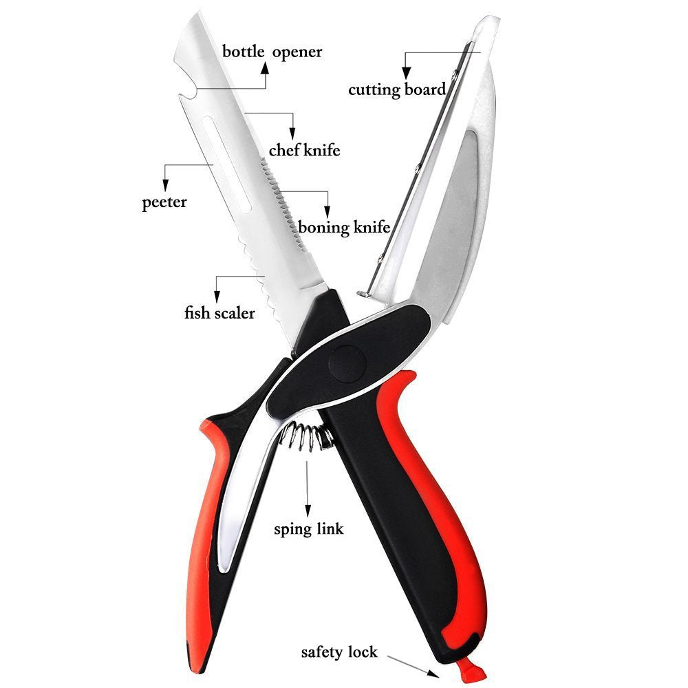 Vegetable Scissors,Food Cutter Choppers Meat Scissors Kitchen Shears,Quick Vegetable Slicer with Cutting Board Knife Kitchen Must Haves Chopping Scissors for Kitchen