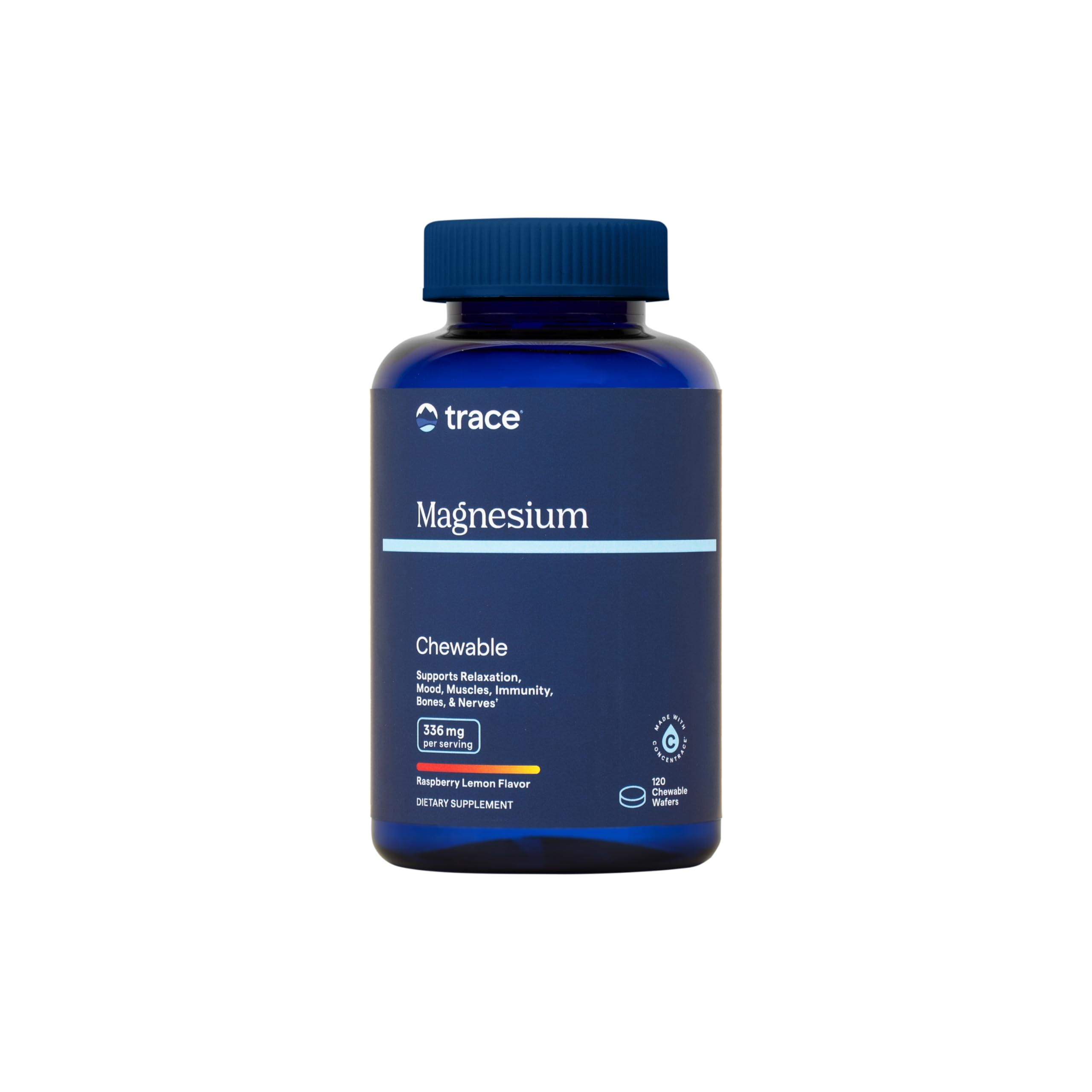 Trace Minerals | Magnesium Chewable Supplement for Adults and Kids | from Magnesium Glycinate and Citrate | Sugar Free | Raspberry Lemon | 120 ct, 30 Servings