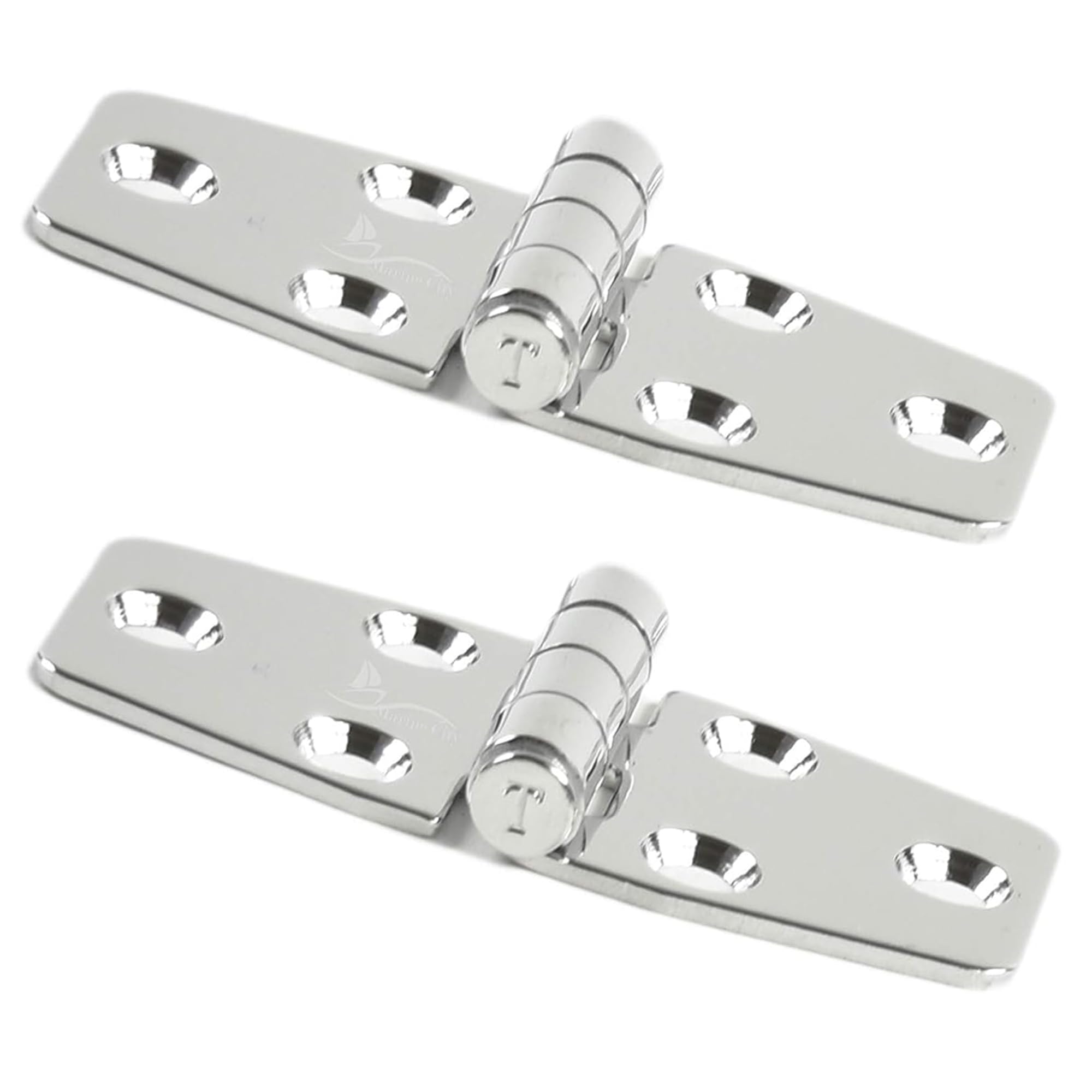 MARINE CITY Heavy Duty 304 Stainless Steel Polished Door Strap Hinges (1-1/2 × 3 Inches) for Boats – Kayaks – Yacht Doors – Peer Doors – Motor Boxes (Pack of 2)