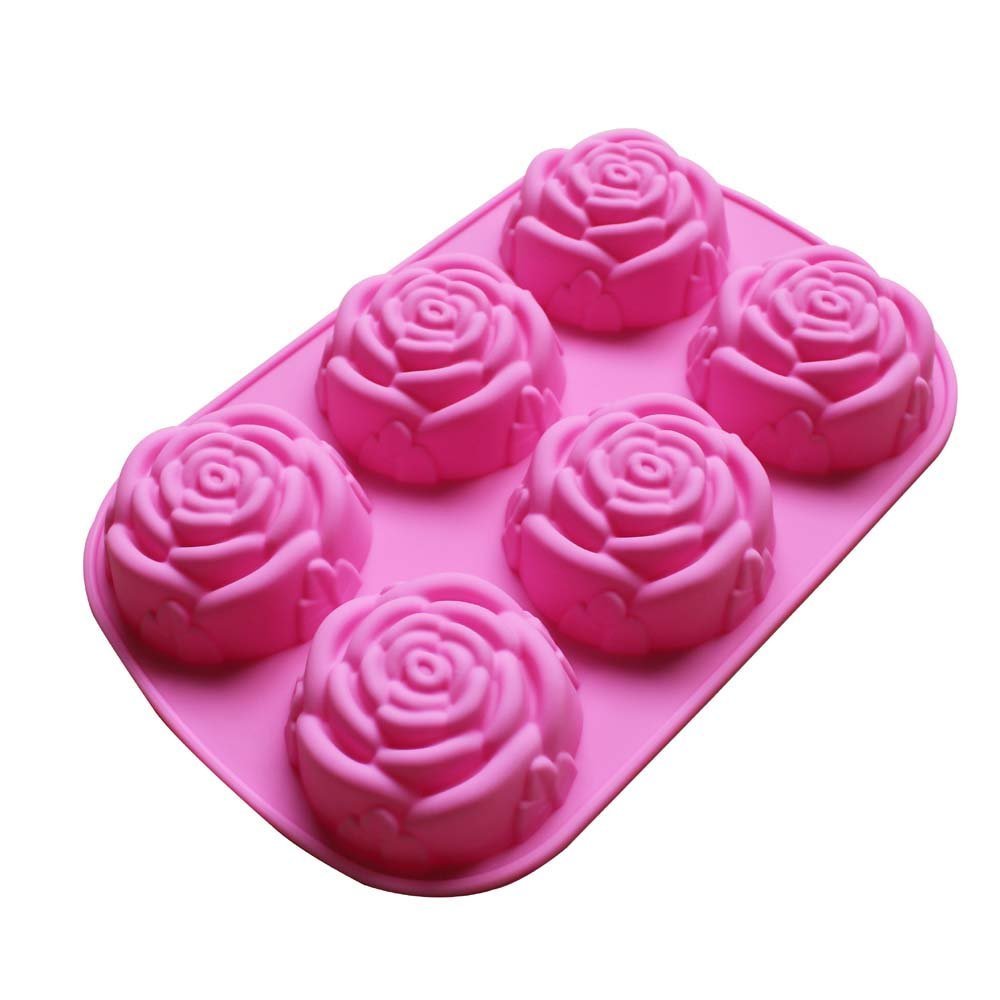BargainRollBack OTHER MODL 2 Pack of X Large Rose Flower Ice Cube Chocolate Soap Tray Mold Silicone Party Maker (Ships from USA), Pink