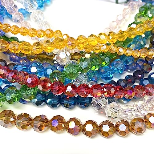 LIMAOLLY 100pcs 8mm Round Crystal Glass Beads Faceted Spacer AB Color Beads for Jewelry Making DIY Craft Making Necklace Bracelet Earring Wind Chimes Suncatchers Ornament, Black