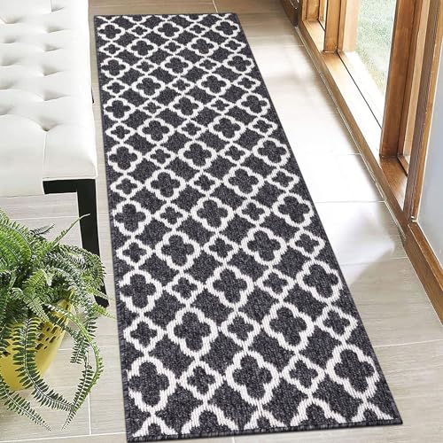 U'Artlines Runner Rug for Hallway 2×6feet Non Slip Kitchen Floor Carpet Runners Beige Geometric Pattern Machine Washable Area Rug for Entryway Bathroom