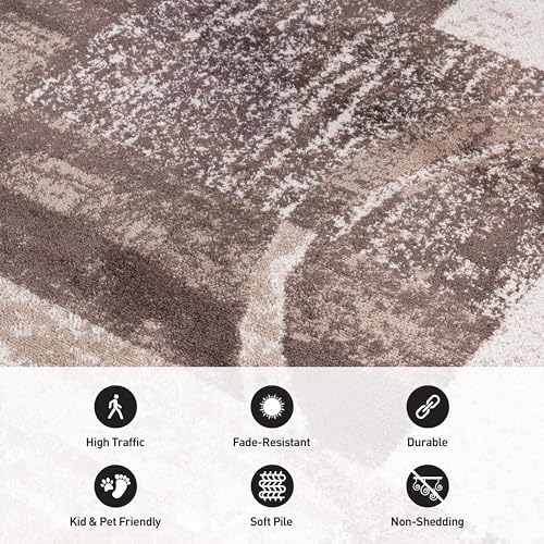 Rugshop Contemporary Abstract Circle Design Soft Area Rug 5'3" x 7'3" Gray