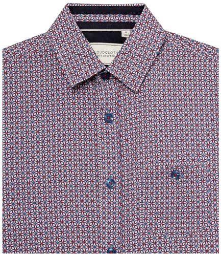 Isaac Mizrahi Boys' 4 Way Stretch Circle Pattern Button Down Shirt, Green