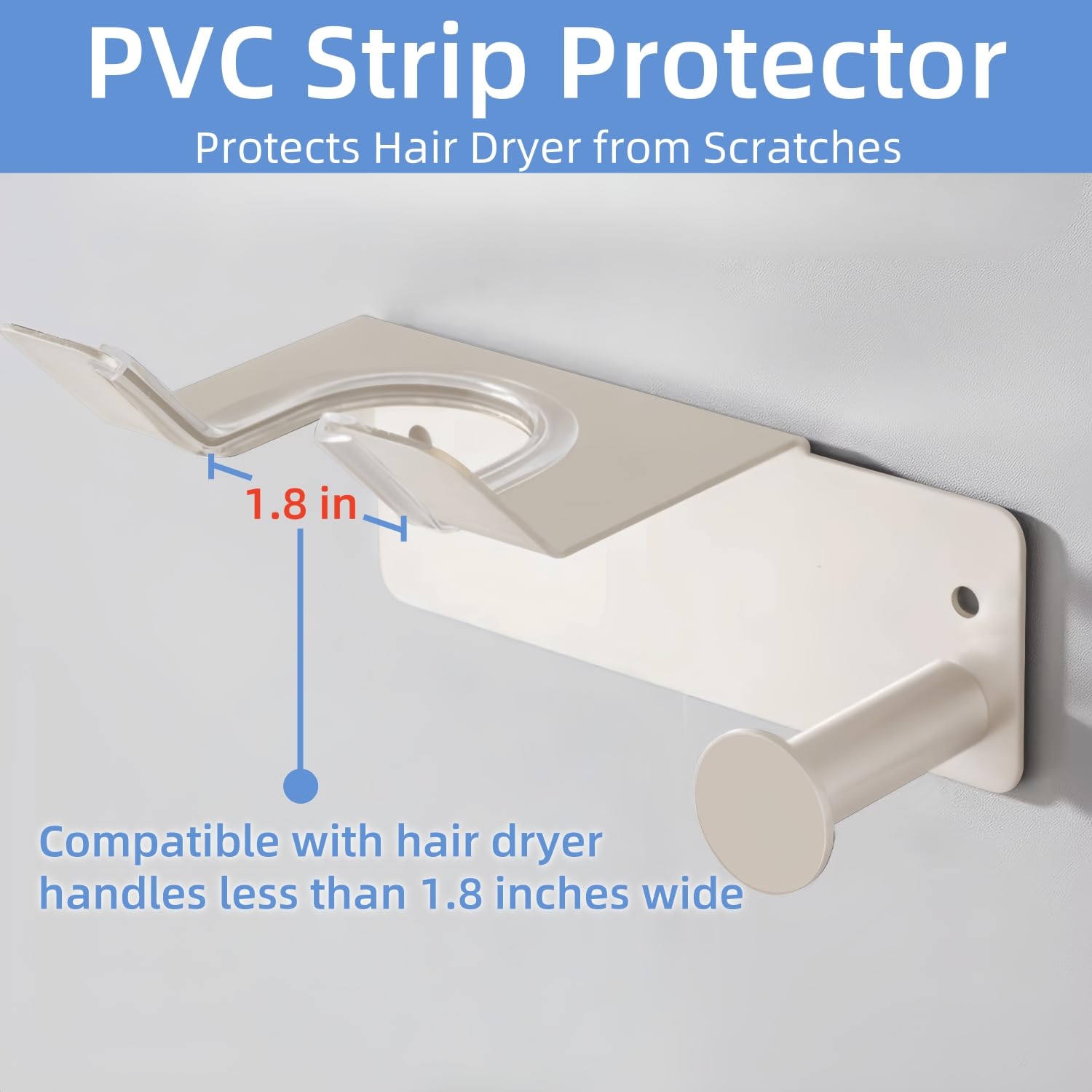 Hair Dryer Holder Stainless Steel, Blow Dryer Holder Self Adhesive, Dyson Hair Dryer Holder Wall Mounted Compatible with Dyson, Hairdryer Holder for Bathroom White PTALSEAW