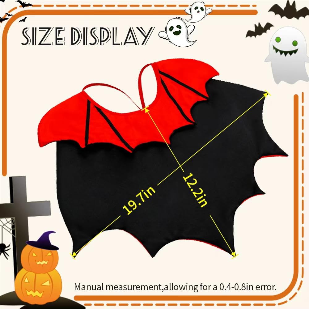 Cat Halloween Costume,Vampire Bat Wings Cape for Pets, Small Dog Halloween Costumes for Trick-or-Treating, Cosplay, Parties & Photo Shoots (Red)