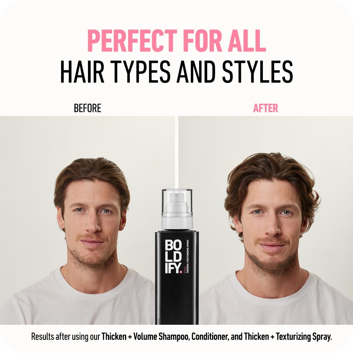 BOLDIFY Hair Thickening Spray - Texture Spray for Hair, Stylist Recommended Hair Thickening Products for Women & Men, Volumizing Hair Products, Hair Volumizer, Volume Spray, Hair Thickener - 8oz