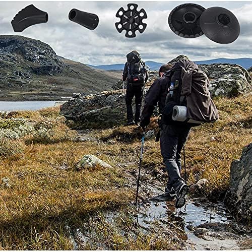 Walking Stick Tips Rubber 4 Pack Trekking Pole Tips Replacement- Rubber Feet for Hiking Poles, Walking Sticks, Trekking Poles | Rubber Tip for Walking Sticks Hiking Trekking Poles | Boot Tips