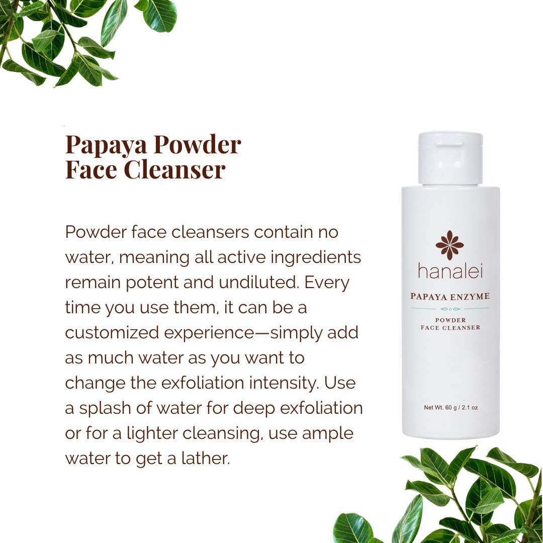 Hanalei - Papaya Powder Face Cleanser 60g and Aloe Gel 100g - Cruelty Free - (2-Pack Bundle)