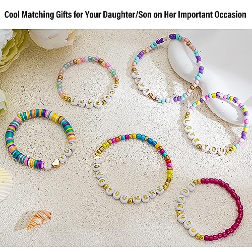 Mother Daughter Bracelets Back to School Gifts Stretch Beaded Bracelets for Women Teen Girls Adjustable Handmade Bead Bracelet First Day of School Gift Birthday Christmas Jewelry