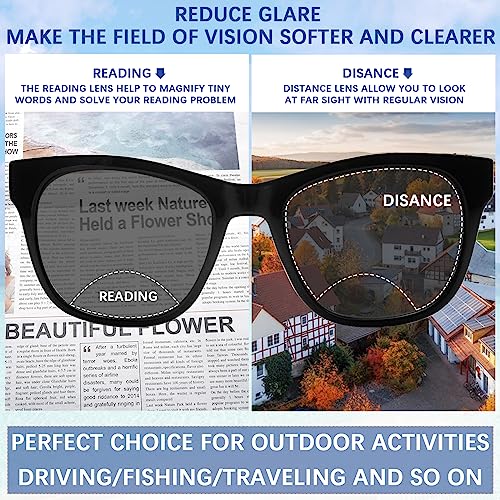 STASTEND 4 Pack Bifocal Reading Sunglasses for Women Men,UV400 Sun Readers Glasses (2 Black 2 DM, 1.00, multiplier_x)
