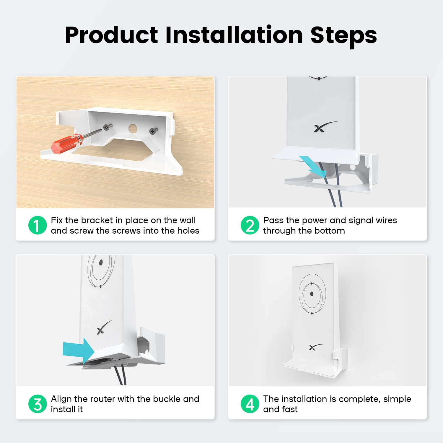 ISEKIE Starlink Wall Mount, New Upgraded Star Link Internet Kit Satellite Brackets ABS Router Holder Protection for StarLink Mesh Router V2 Mesh Router White
