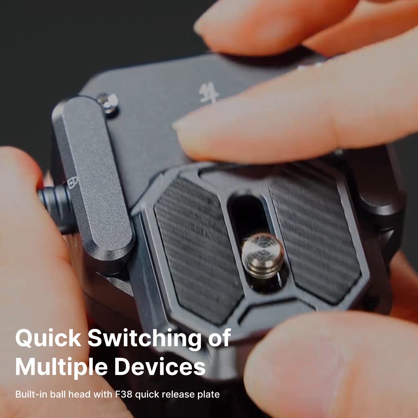 ULANZI F38 Video Travel Tripod, 61.4" Lightweight Carbon Fiber Camera Tripod with Quick Release 1/4" Screw & Video Head, for Most Cameras/DSLR/Projector, Weight 2.38lbs, Maxload 22lbs