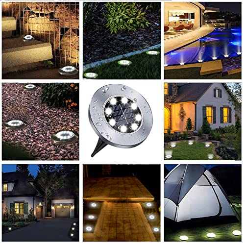 Rayolon Solar Ground Lights, Waterproof Solar Lights, Upgraded Outdoor Garden Waterproof Bright in-Ground Lights, Landscape Lights for Pathway,Yard,Deck,Lawn,Patio,Walkway (4 Pack White Light)