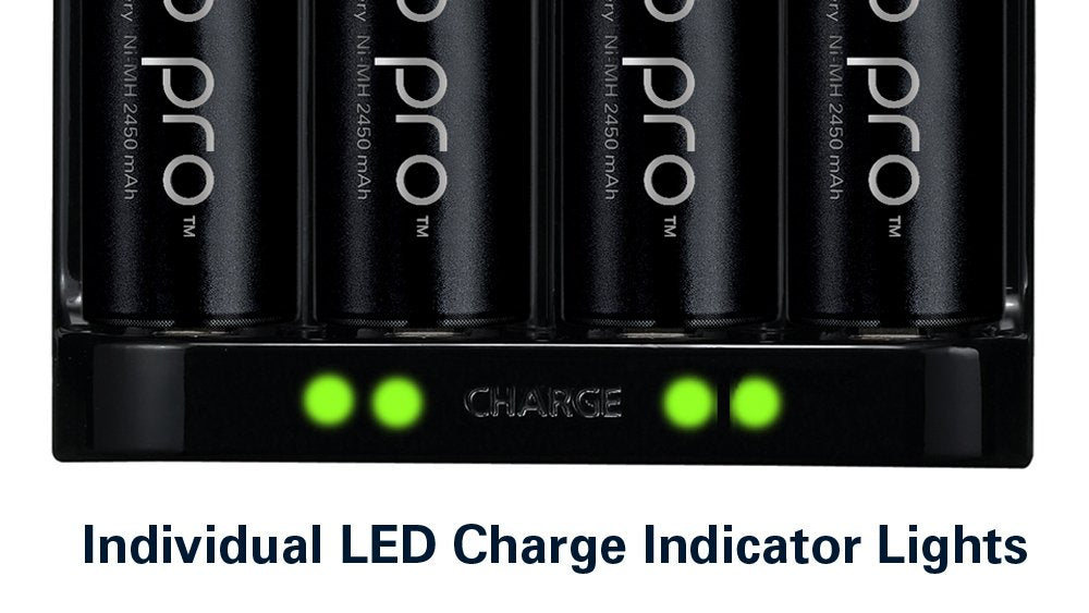 Panasonic BQ-CC17KSBA eneloop Advanced Individual Battery Charger with 4 LED Charge Indicator Lights, Black