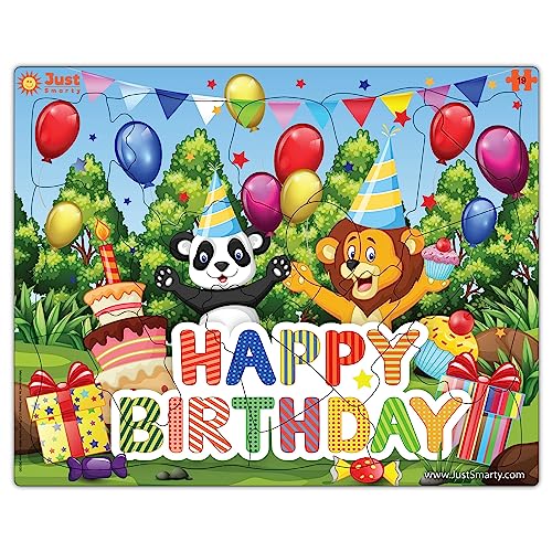 Just Smarty Happy Birthday Puzzles for Toddlers 1-3 | 19 Pieces Mini Puzzles | Birthday Puzzle for Boys and Girls | Preschool Puzzles | Kids Puzzles | 3-5 Years Toddler Birthday Gift | Shaped Puzzles