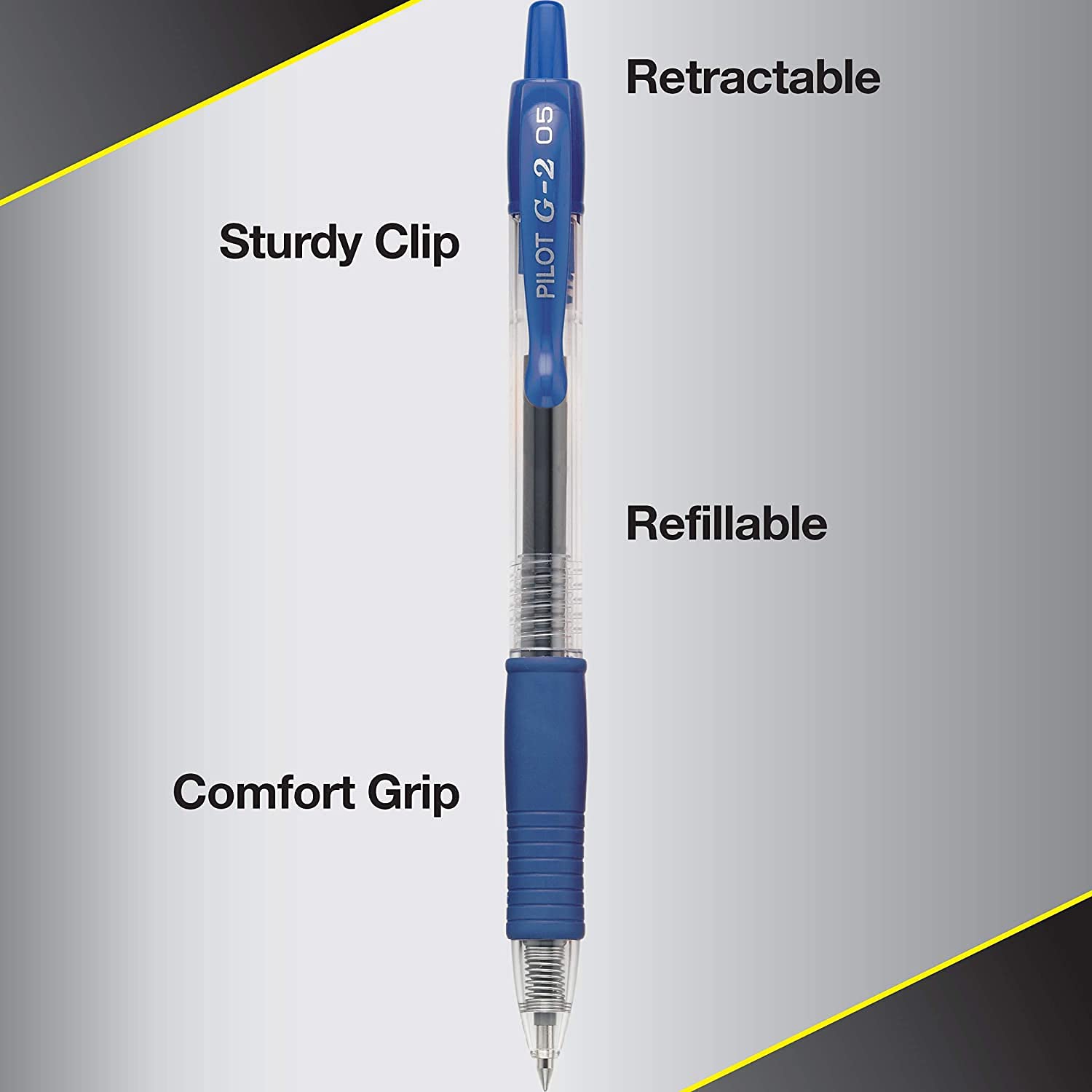 PILOT G2 Pens 0.5 mm - 10 Pack of 5 Blue and 5 Black Pens Ballpoint Extra Fine Point, Refillable & Retractable