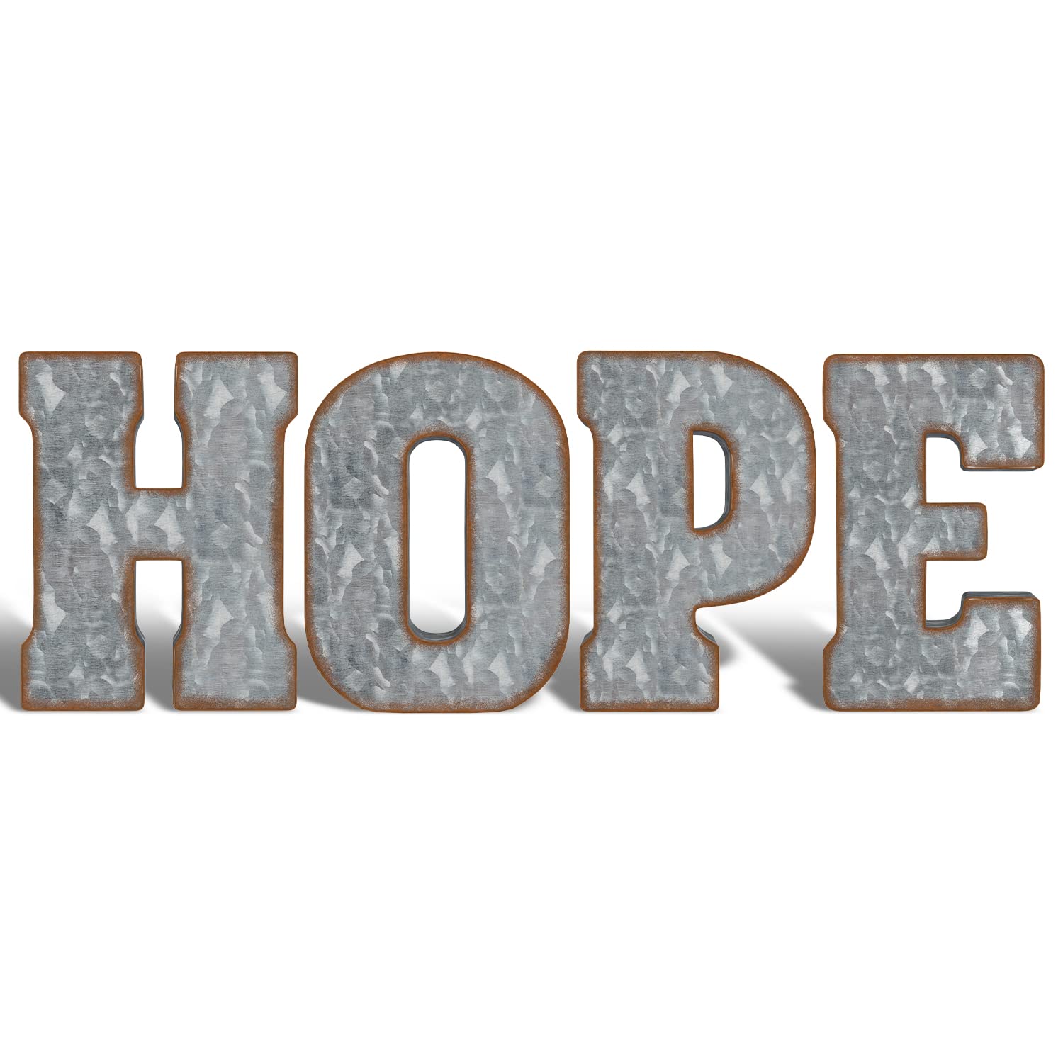 CraftyCrocodile Galvanized Metal Letters for Wall Decor - 3D Phrase HOPE for Hanging or Freestanding - Unique Blend of Rustic, Vintage, Western, and Industrial Styles, Bundle