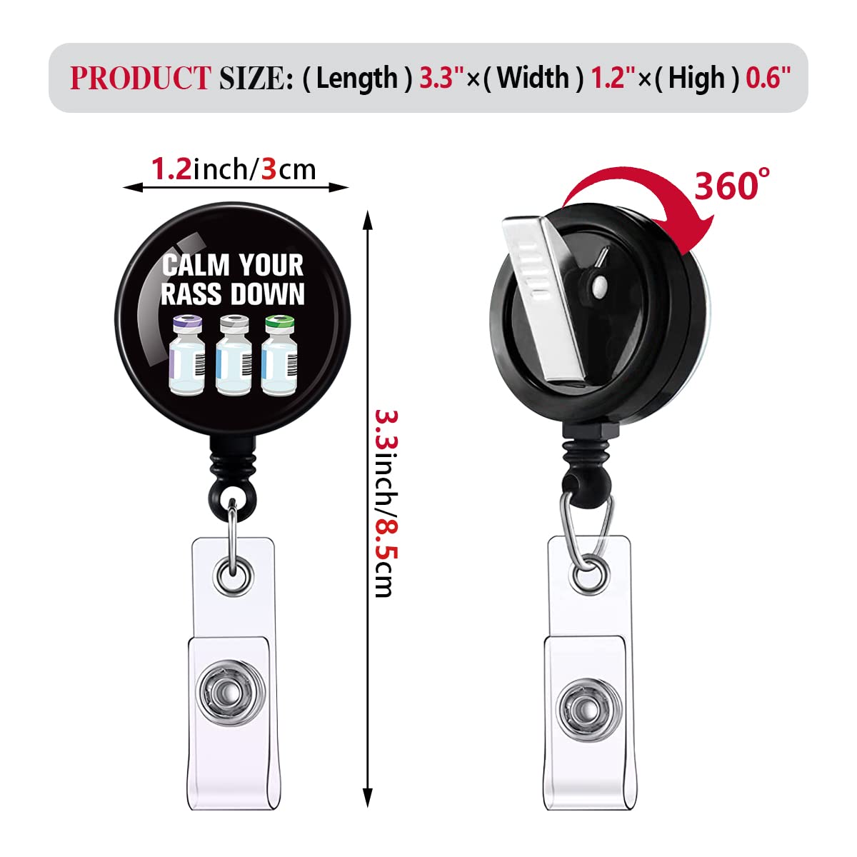 Calm Your Rass Down,Funny Badge Reel,Retractable ID Card Badge Holder with Alligator Clip,Nurse Badge Reel,Medical MD RN Nurse Badge ID,Suitable for Nurses,Doctors,Nursing Students