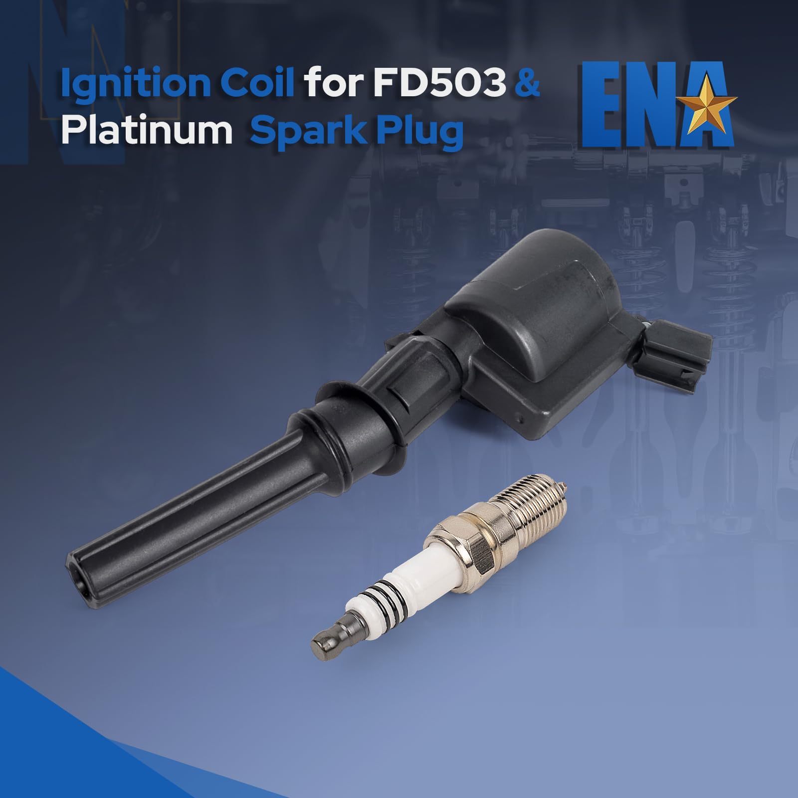 ENA DG508 Ignition Coils and SP479 Spark Plugs For 5.4 V8 Compatible with Lincoln Ford Mustang Econoline Excursion Expedition Pickup E150 E250 E350 F150 F250 4.6L 5.4L 6.8L Replacement for FD503 SP479