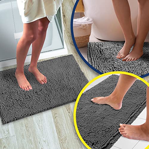 Muddy Mat Chenille Bathroom Rugs Quick Dry Microfiber Mats Non Slip Washable, Extra Thick, Soft and Highly Absorbent Bath Mats for Bathroom, Kitchen, and Shower Floor - Atlantic Blue Small 28"X18"