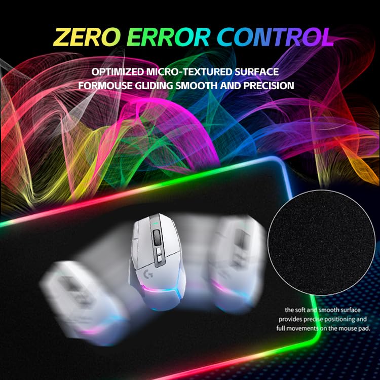ZHLHPER RGB Gaming Mouse Pad,Large Mouse Pad,13 Colors Led Light RGB PC Gaming Desk Mat, Non-Slip Rubber Based with Waterproof Coating Big Mouse Pad 31.5X11.8 in
