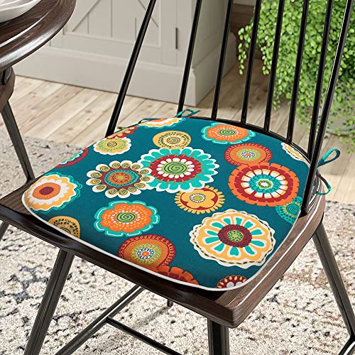 Magpie Fabrics Outdoor/Indoor 17"x16"x2" Chair Cushions with Ties Set of 4, Waterproof All Weather U-Shape Seat Pads Decoration for Patio Garden Furniture Home Office (Morgan Medal Blue)