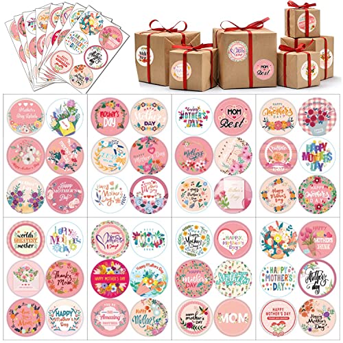 48Pcs Mothers Day Stickers Happy Mother's Day Label Stickers Flowers Hearts Envelope Seals Stickers Self-Adhesive Mom Stickers for Gifts Boxes Present Packages Candy Cookie Bags Wrap Cards Decor