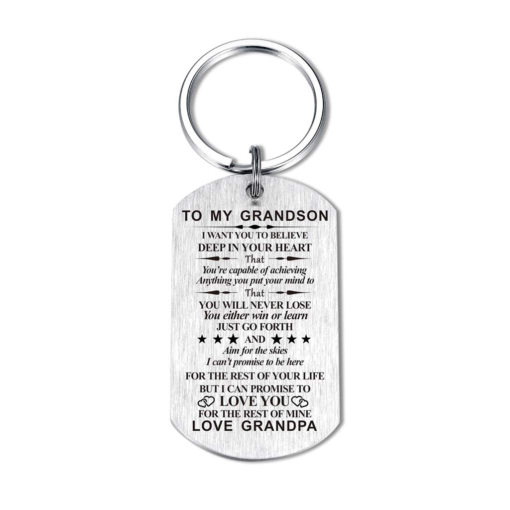 Inspirational Gift for Grandson Granddaughter from Grandma Grandpa I Want You to Believe Keychain for Birthday