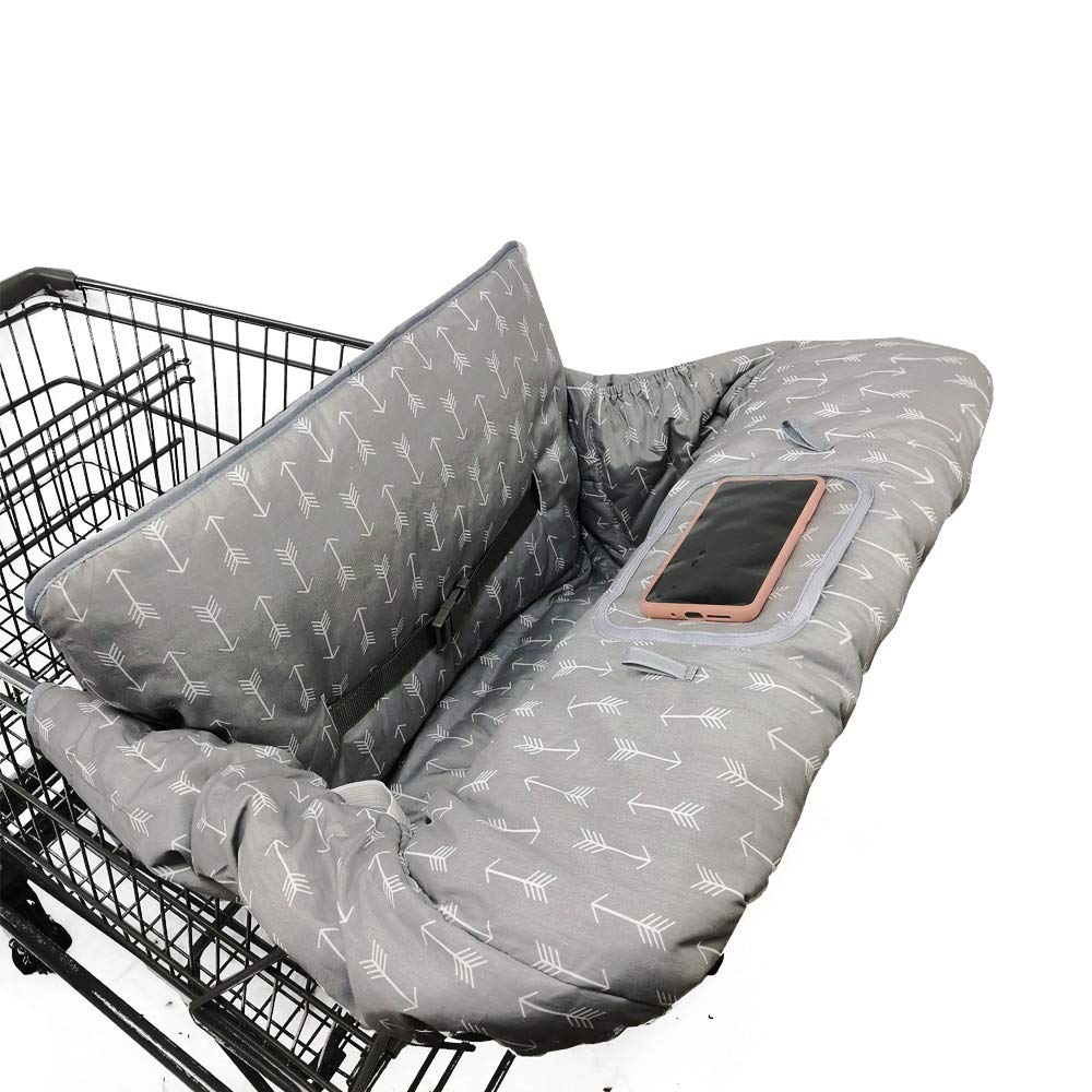 ICOPUCA Shopping Cart Cover for Baby boy Girl, Anti Slip Design, Cotton High Chair Cover, Machine Washable for Infant, Toddler, Grocery Cover (Grey)