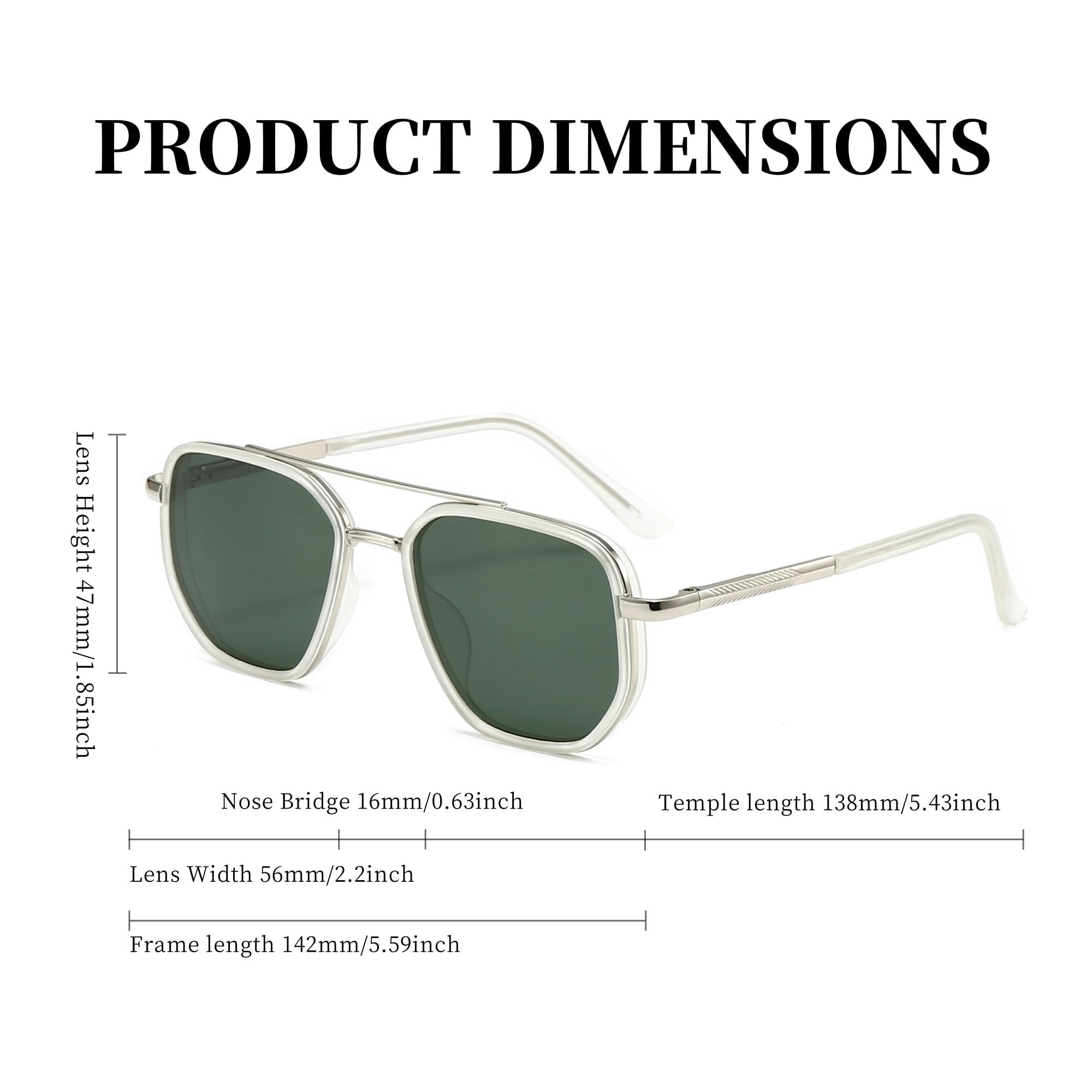 BOBUXLIIN Retro Trendy Womens Aviator Sunglasses Square Polarized UV Protection Sunglasses Women Tangle Free Vintage