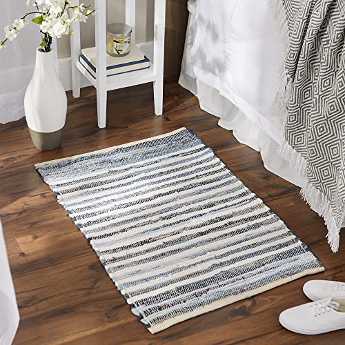 DII Chindi Home Collection Handwoven Multicolor Area Rag Rug, 3' Round with Fringe, Multi-Color