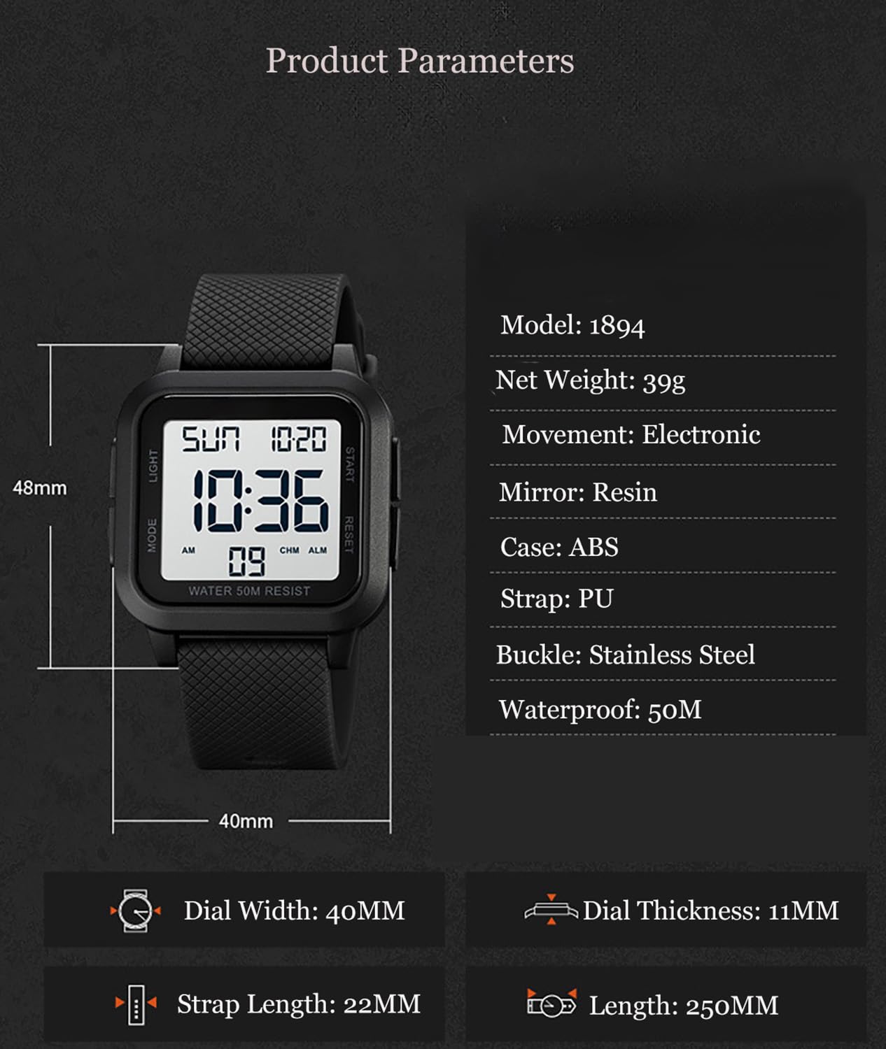 BESTKANG Unisex LED Digital Watch Women Men Digital Sports Watch Fashion Simple Luminous Waterproof Watch (Green-Black)