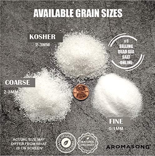 Aromasong 100% Natural Sea Salt Coarse Grain 2.43 LB with Fine Grain Sea Salt 2.43 LB from the Dead Sea, Unrefined, Gluten Free, Grinder Refill, Pure Sea Salt for Daily Cooking & Pickling Salt