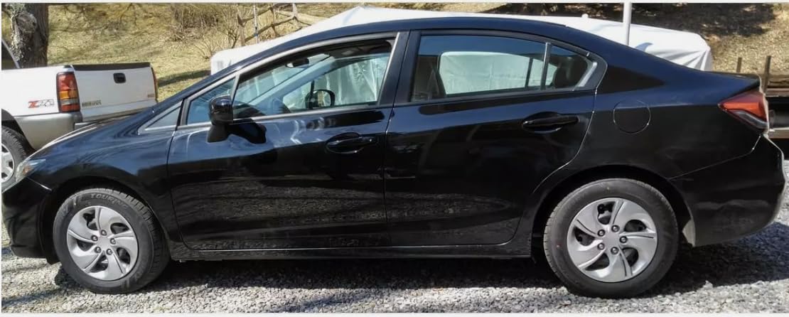 New Wheel Covers Hubcaps Fits 2013-2015 Honda Civic, 15 Inch; 5 Twisted Spoke; Silver Color; Plastic; Set of 4; Bolt On