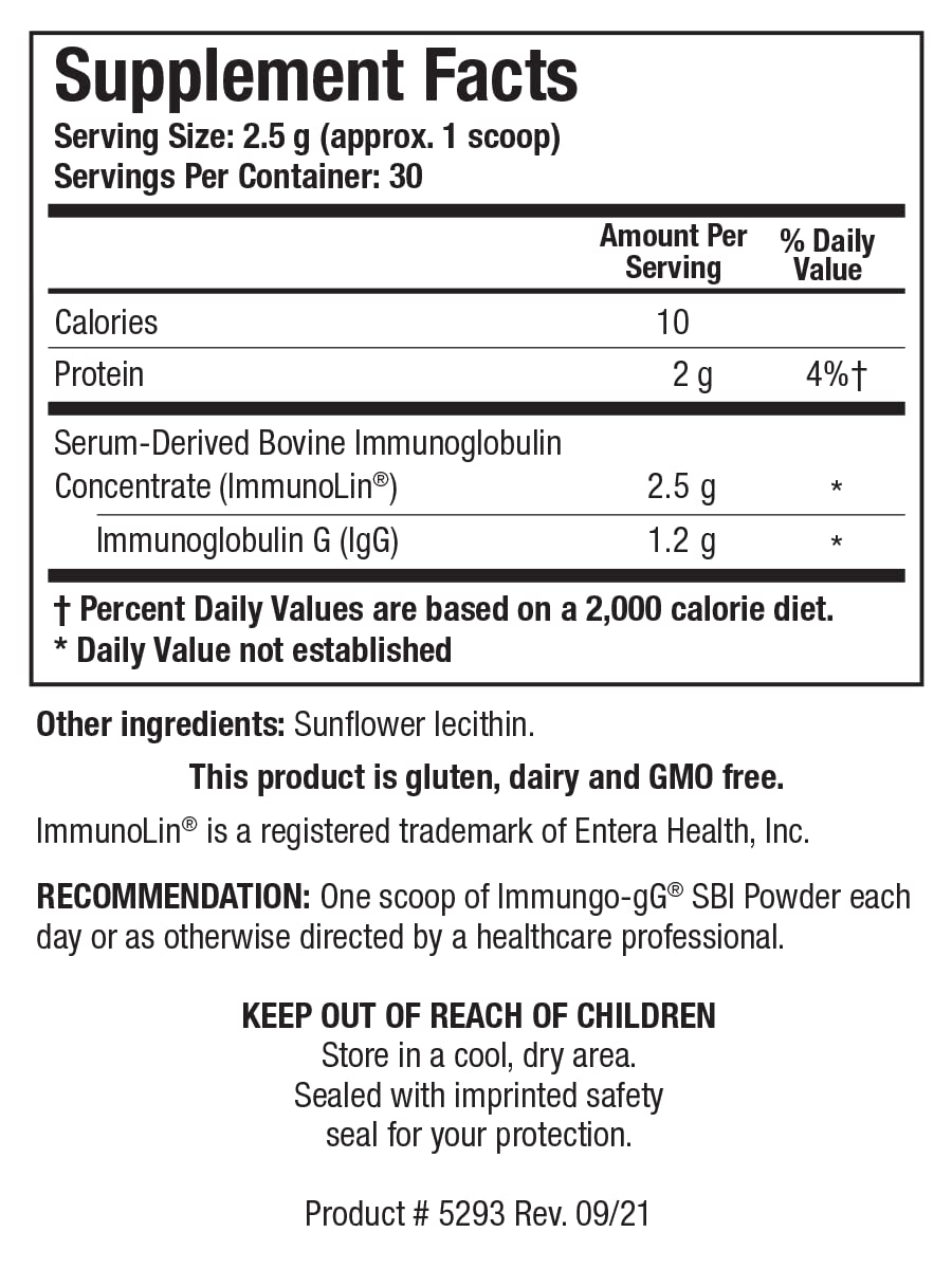 Biotics Research Immuno-gG SBI Powder Easy-to-Mix Powder Formula, Ultimate IgG, Complete Gut Health and Immune Support, Dairy Free, Immunoglobulin Concentrate - 2.6 Oz