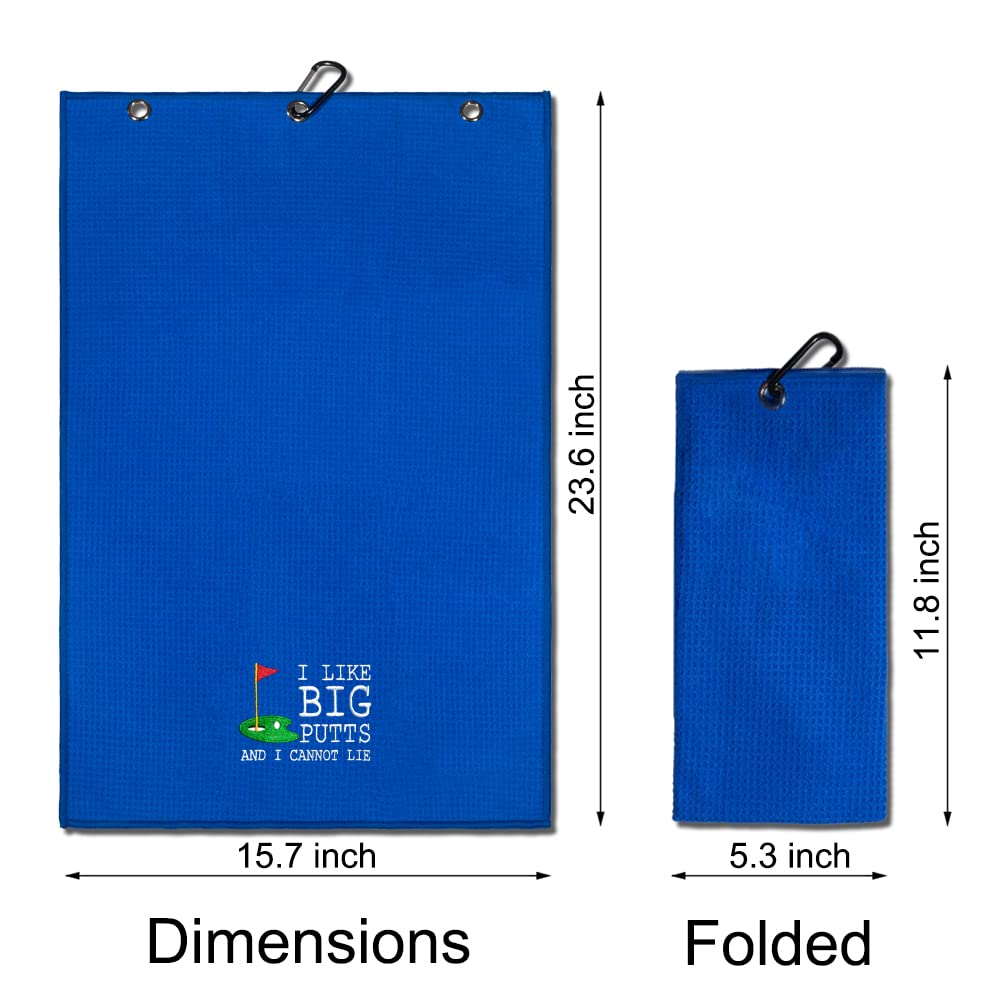 TOUNER Funny Golf Towel Gift for Dad Mom, Retirement Gifts for Men Women Golfer, Funny Golf Towel for Women Men, Embroidered Golf Towels for Golf Bags with Clip (I Like Big Putts and I Cannot Lie)