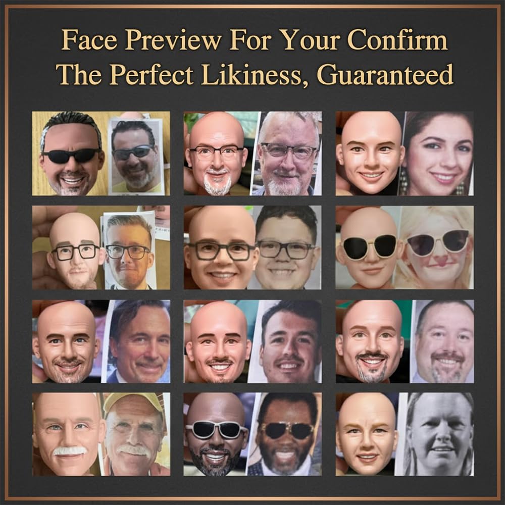 Custom Bobble Head – Personalized Bobblehead Figurines with Skin Tone, Hair & Accessories | Couples, Family, Group, Graduation & Business | Proof Provided Prior to Completion
