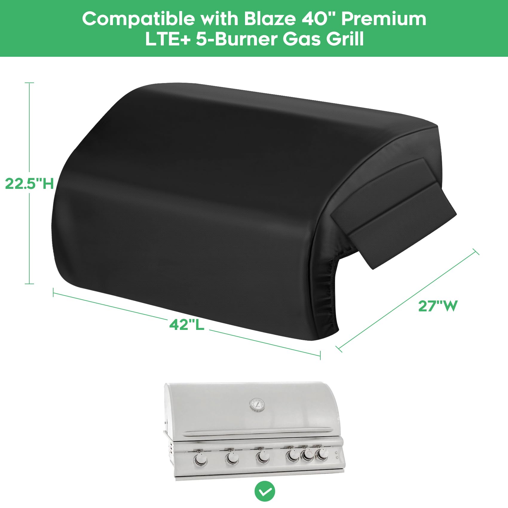 EZ-DONGTENG Heavy-Duty 600D Built-in Grill Cover fit for Blaze 40 Inch 5-Burner Gas Grill, Heavy-Duty 600D Waterproof Fade Resistant Island BBQ Grill Top Cover