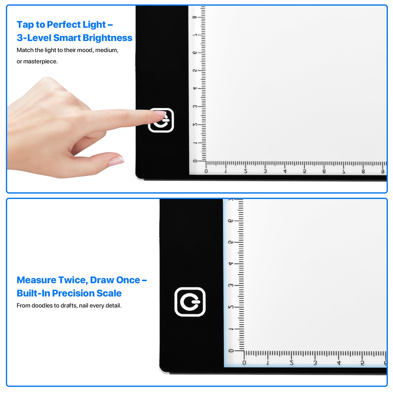 A4 LED Light Box for Tracing and Drawing - Ultra Thin Adjustable Light Table, USB Trace Light UP Pad Screen, Small Copy Board Tracer for Kids Artists, Sketching, Stenciling, and Art Crafting.