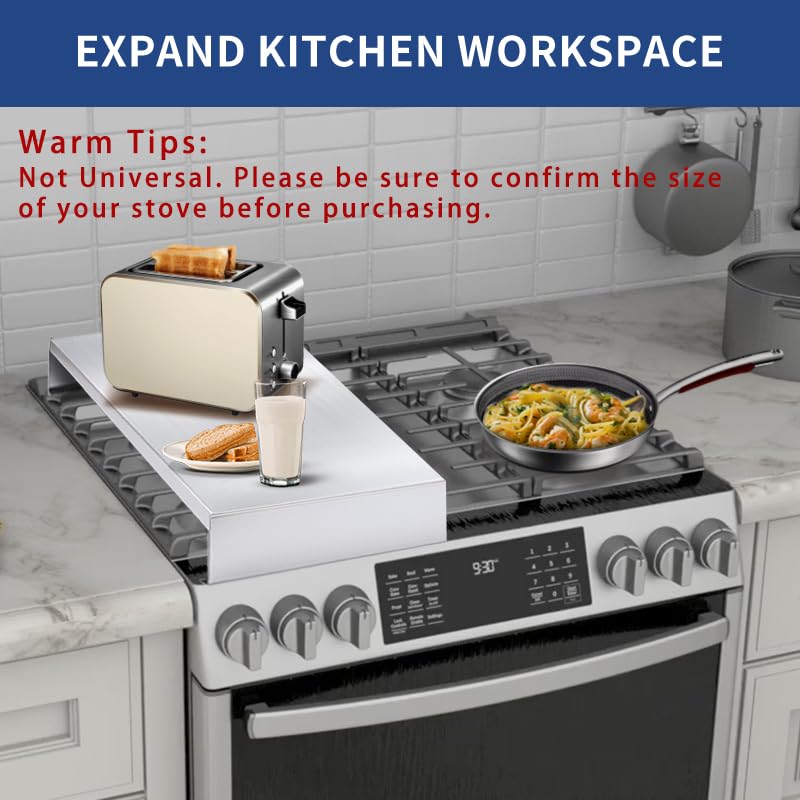 Stainless Steel Stove Top Cover, Range Burner Cover for Gas/Electric Stove, Noodle Board for 2 Burners RV/Camper/Apartment, Not Universal, Black Finish