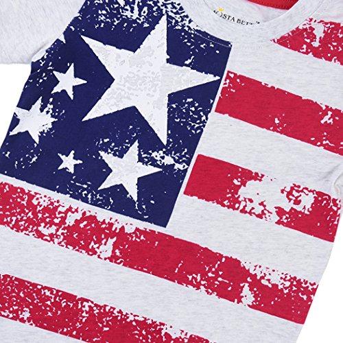 Little Hand Kids 4th of July Clothes Boys American Flag T-Shirt Stars Stripes Tee Shirts for Toddler 1-2 T