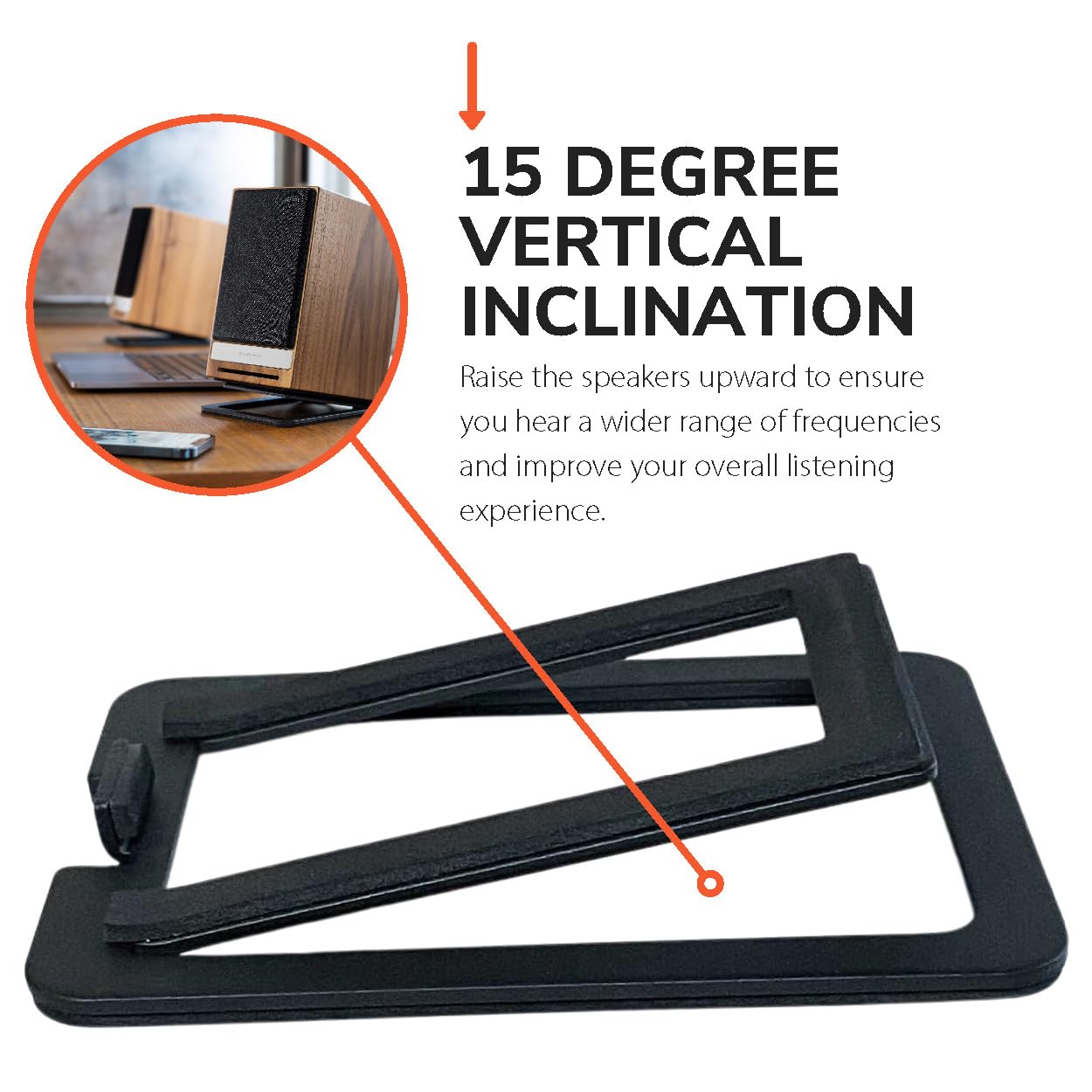 Audioengine DS1M Metal Speaker Stands Pair - Tilted for Desktop PC Speakers, Studio and Bookshelf Speakers