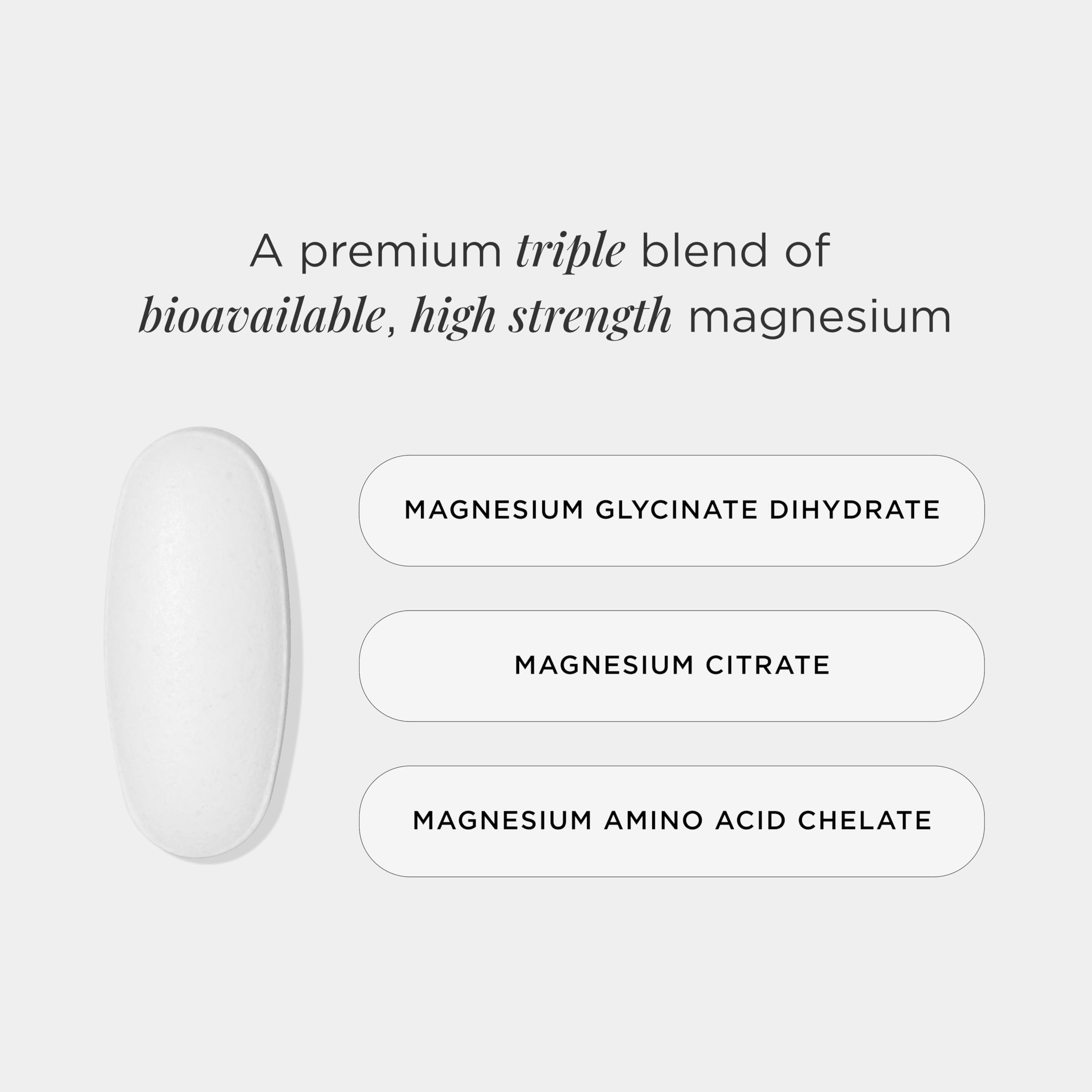 JSHealth Vitamins Advanced Magnesium Supplements with Magnesium Glycinate & Citrate for Muscle Relaxation (60 Tablets)