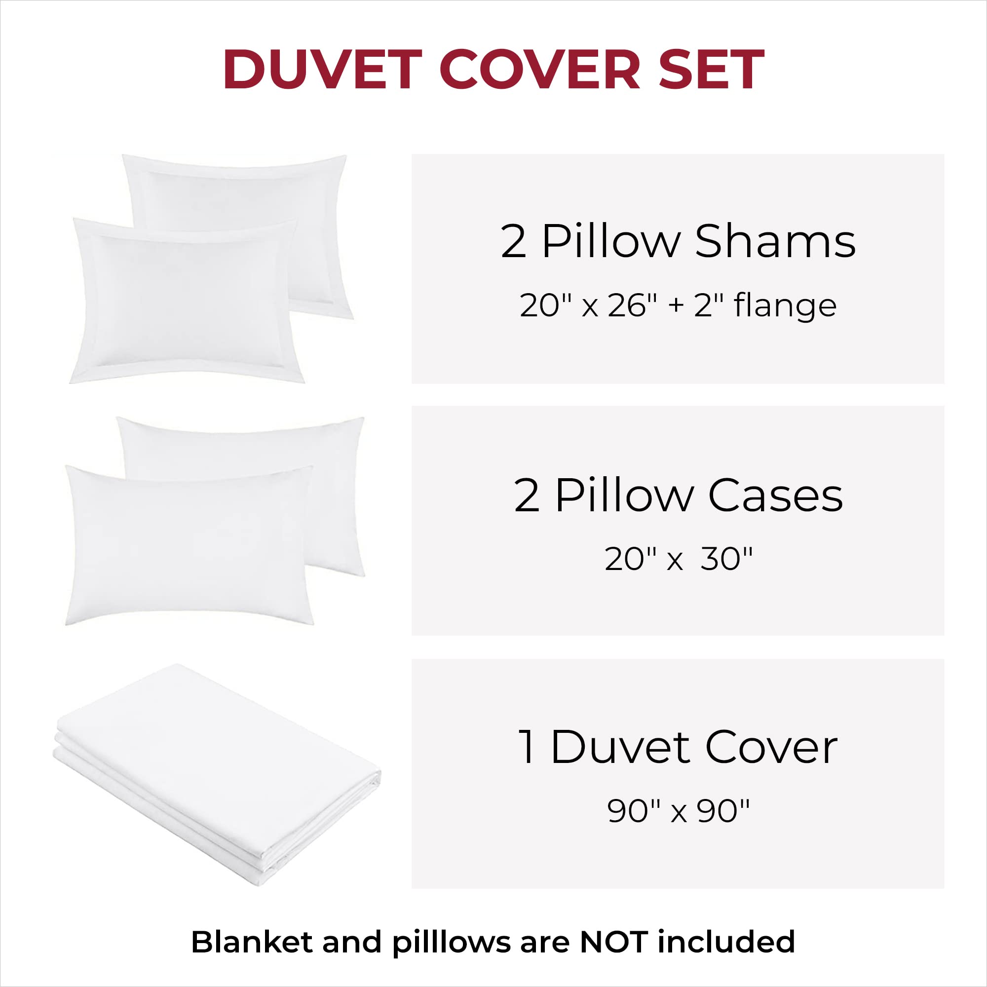 Mellanni Duvet Cover Set - 5 PC Iconic Collection Bedding Set - Hotel Luxury, Extra Soft & Cooling - Microfiber - Button Closure and Corner Ties (Queen, White)