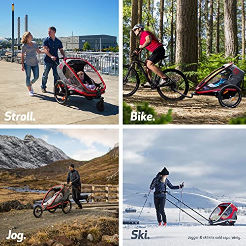 Hamax Outback One Seat Reclining Multi-Sport Child Bike Trailer + Stroller (Jogger Wheel Sold Separately) (Grey/Black)